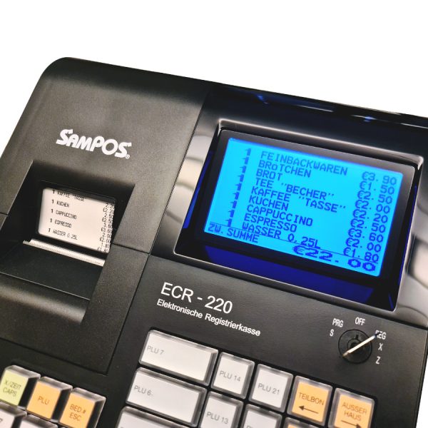 Das Display der SAMPOS ECR-220